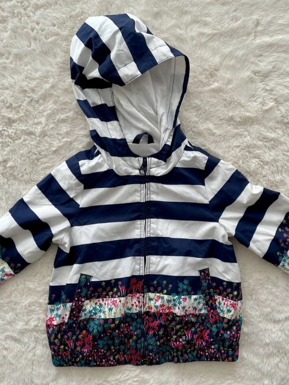 SALE! NEW Baby GAP Rain Jacket Blue Stripes Size 18-24 Months